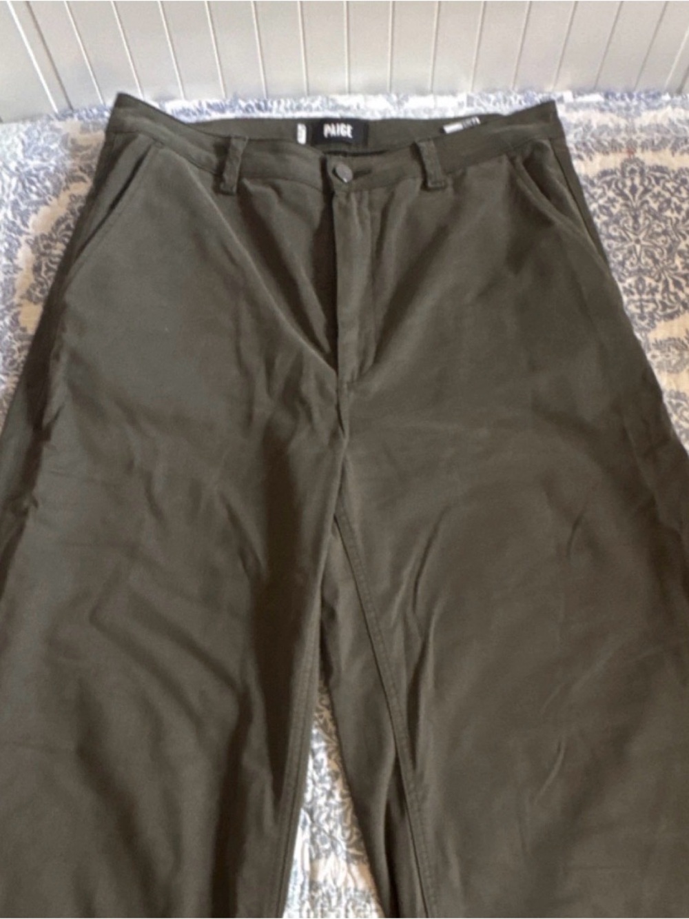 PAIGE Wide Leg Pants in Olive Green